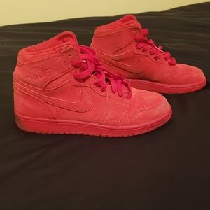 Red suede nike air
